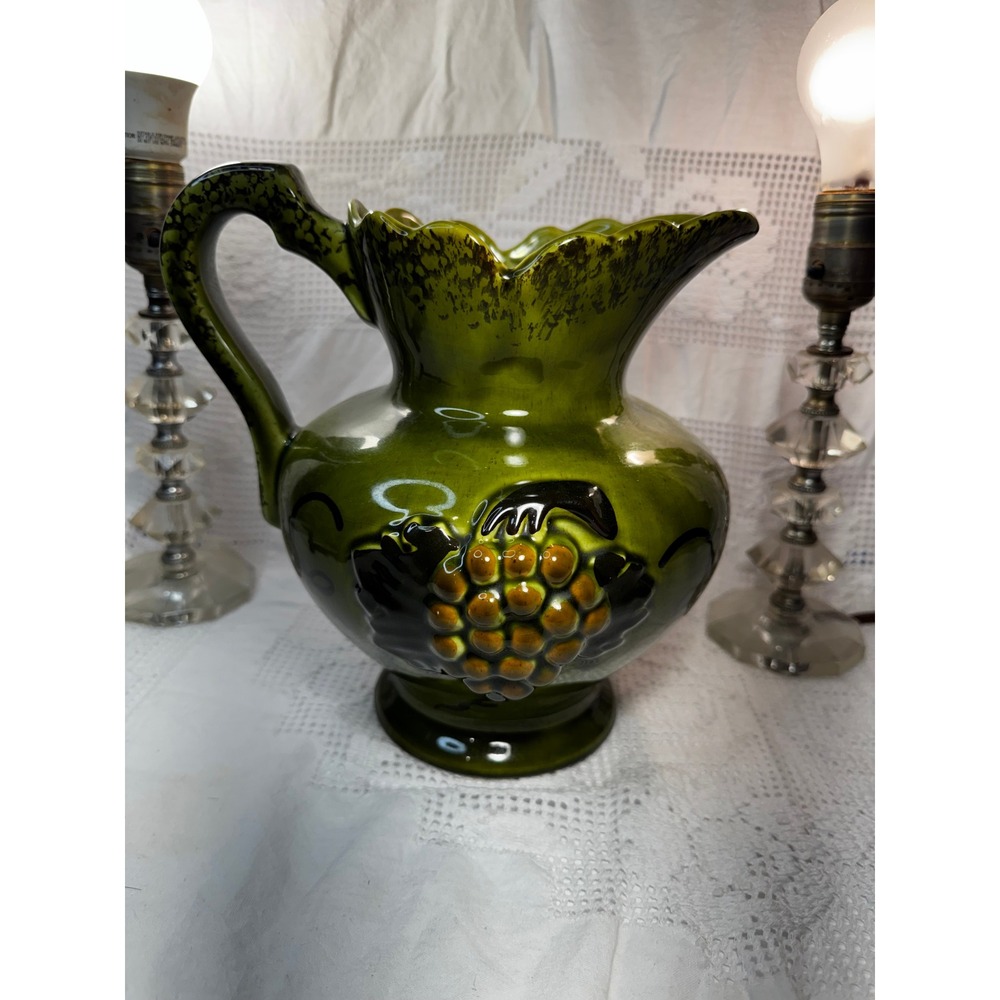 Vintage 1965 Deforest of California Green Grapes Pitcher Cookie Jar No Lid
